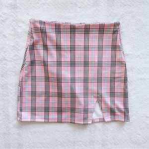 pink plaid mini skirt